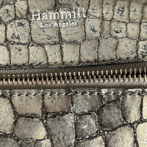 Hammitt leather silver metallic reptile crossbody bag zip closure - Picture 5 of 13